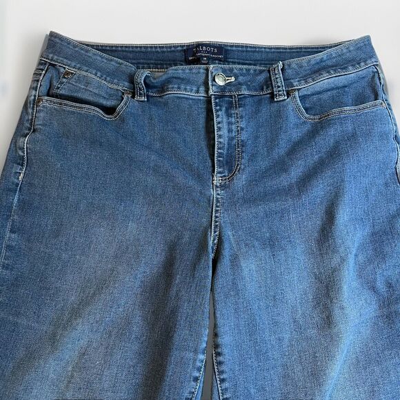 Talbots Womens Simply Flattering Barely Boot Jeans 14 Blue High Rise Slimming - Picture 1 of 3